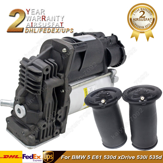 Air Suspension Compressor Pump + Air Suspension Spring for BMW 5 E61 530d xDrive