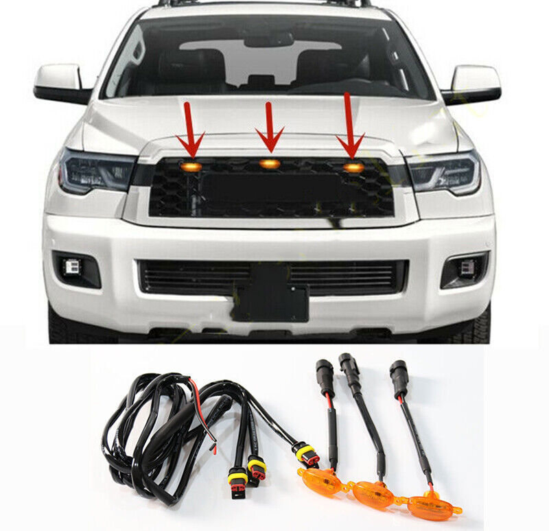 for Toyota Sequoia 2018-24 yellow Style Front Grill LED Marker Light Kit