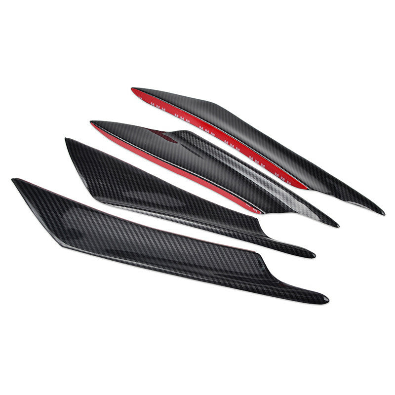 4pcs Carbon Fiber Bumper Spoiler Canard Lips Splitter Fin Diffuser Valence Chin