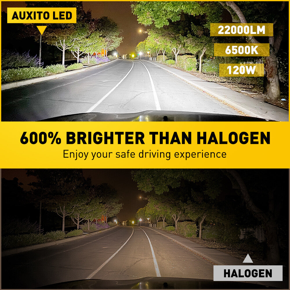 4/8X AUXITO 9005+H11 LED headlight combination high and low beam bulb kit, white and bright
