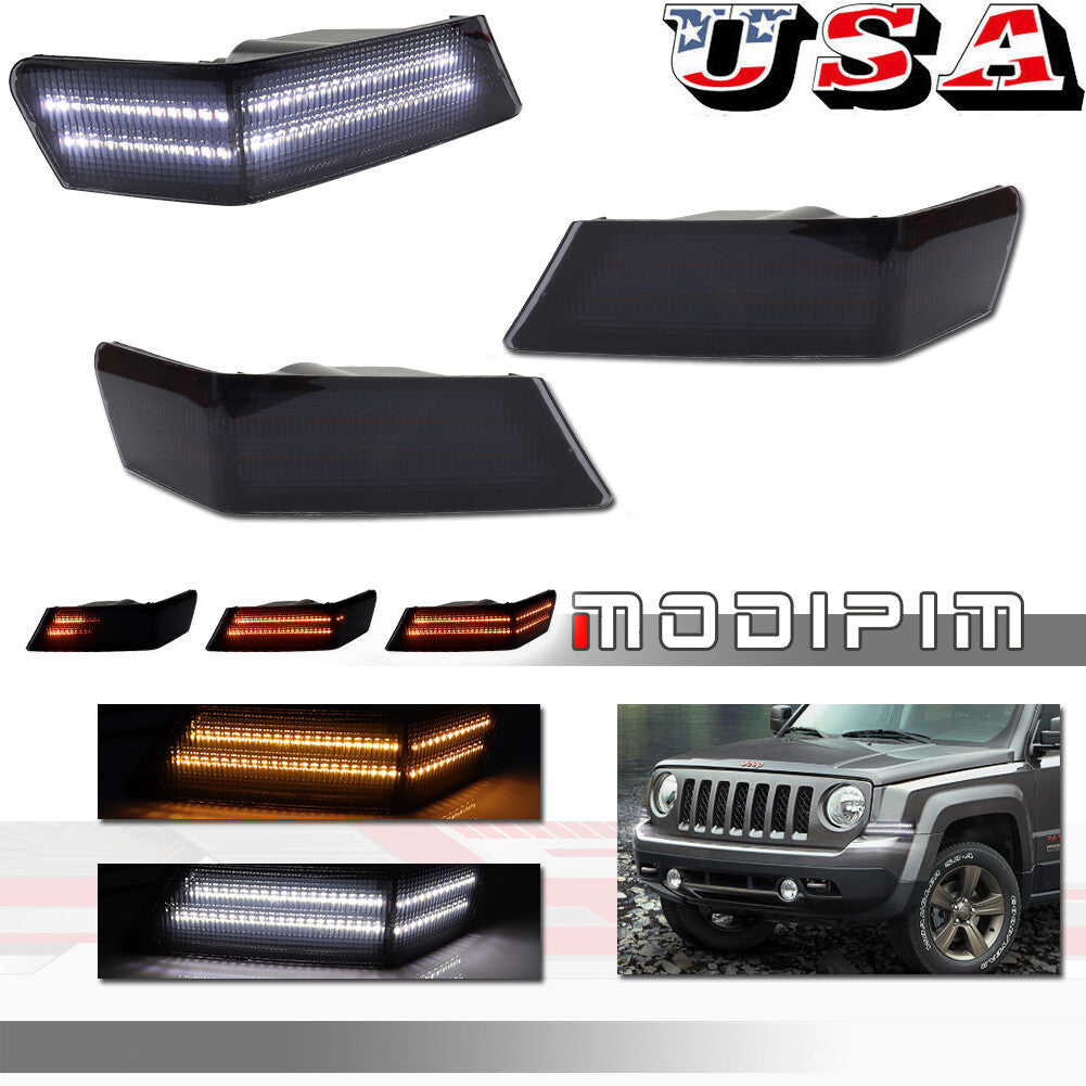 Two-piece set of left and right corner lights (DRL) turn signals suitable for Jeep Patriot 2007-2017.
