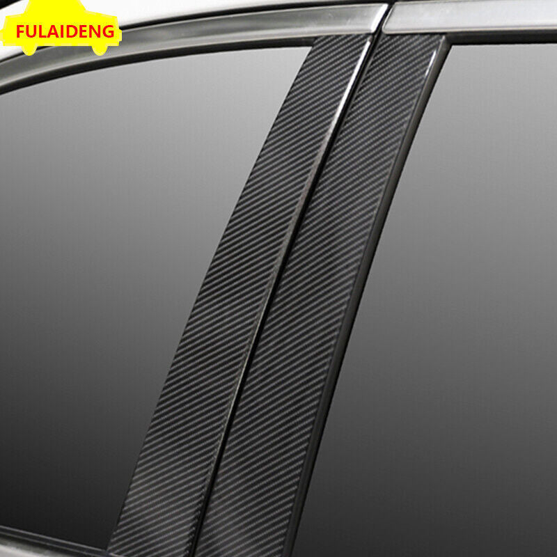 6P for Cadillac XTS 2013-2018 Carbon fiber Sticker Door B,C Pillar Plate Molding