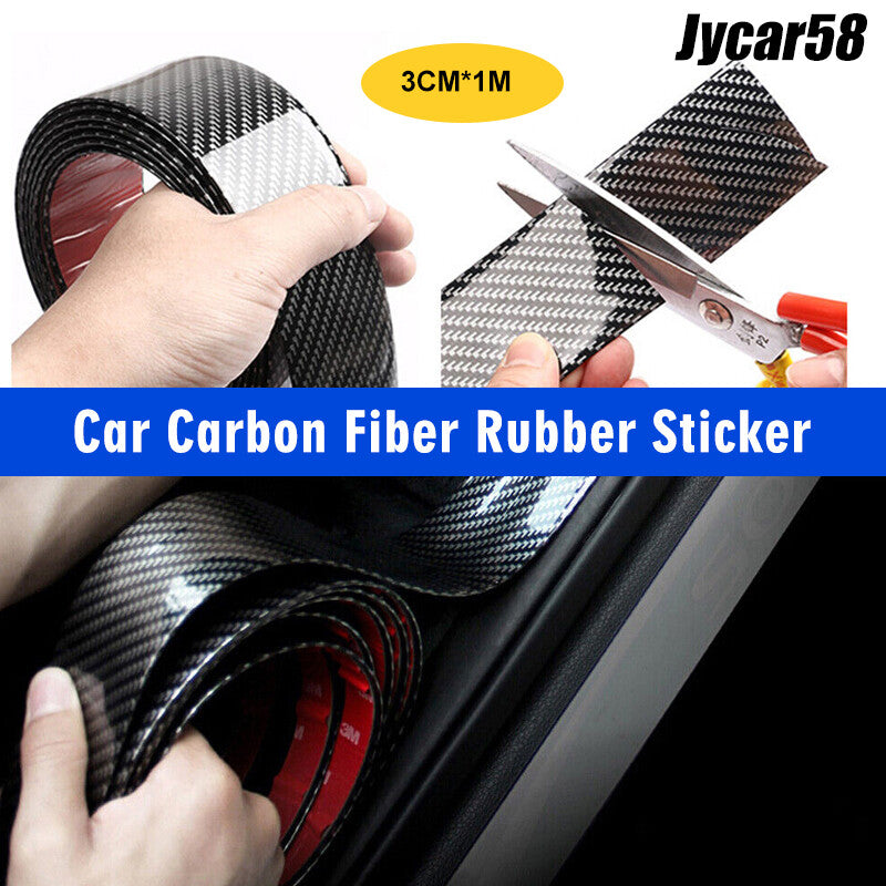 Bumper Protector Car Strip Carbon Fiber Rubber Door Edge Moulding Sticker Guard