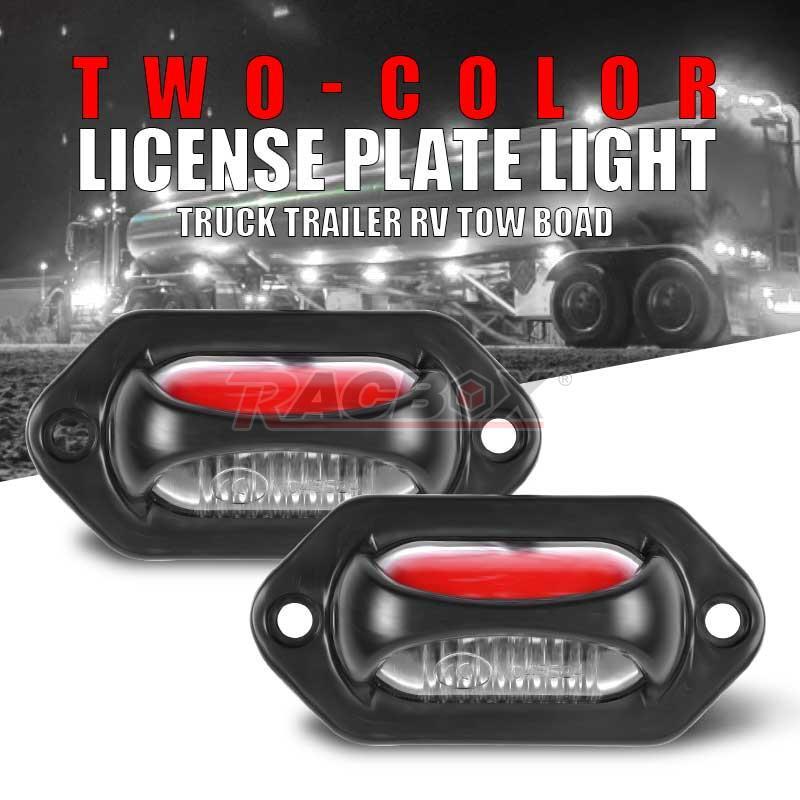 2X Universal LED License Plate Tag Light Lamp Red White For Truck Trailer RV