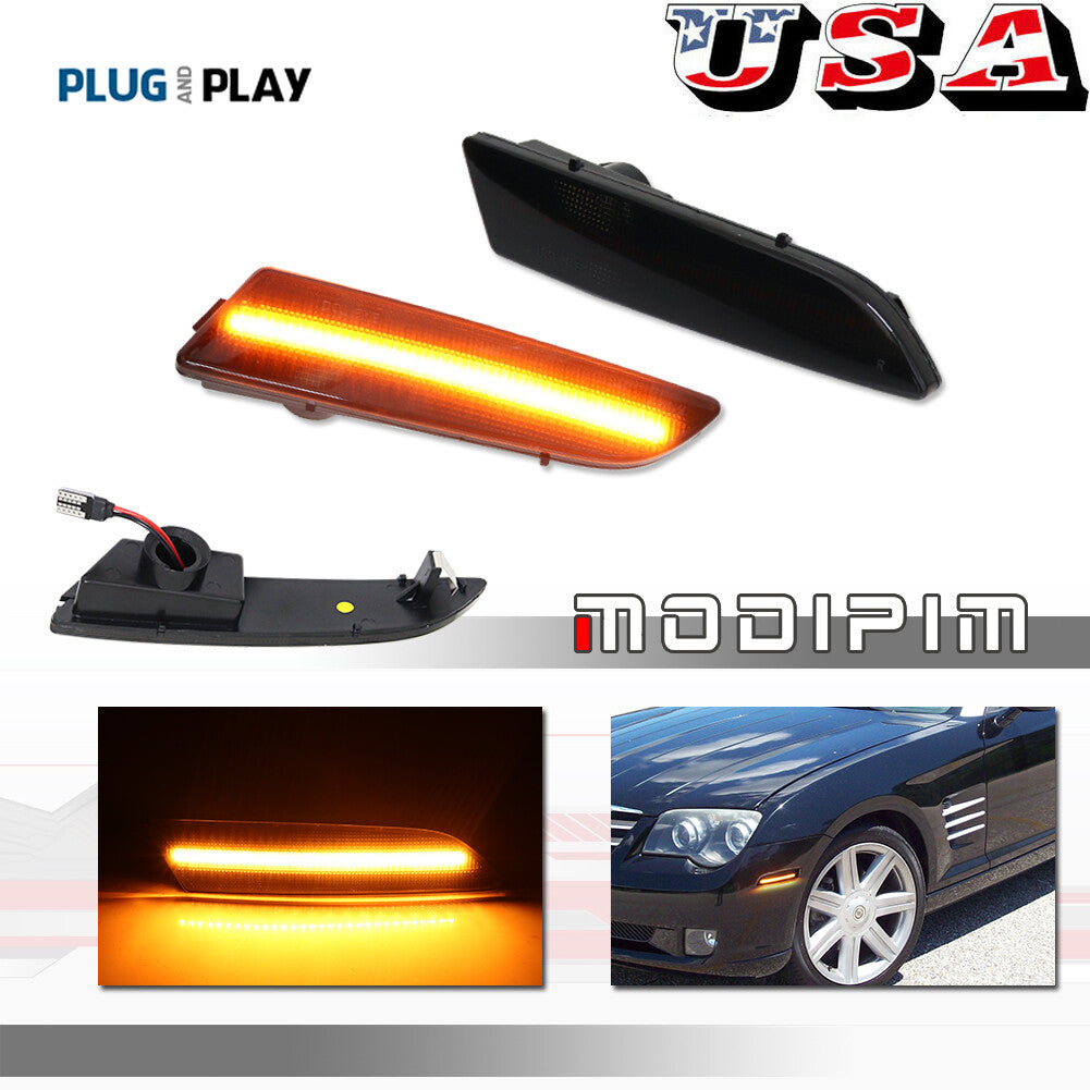 Full LED smoked front side marker lights for 2004-2008 for Chrysler Crossfire