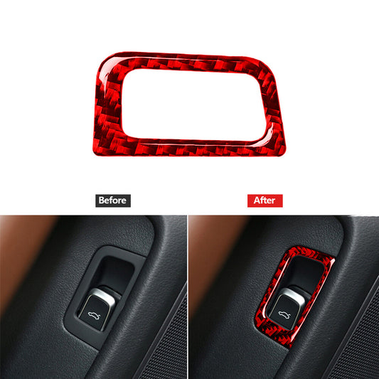Red carbon fiber button the rear trunk trim for Audi A6 2012-2018