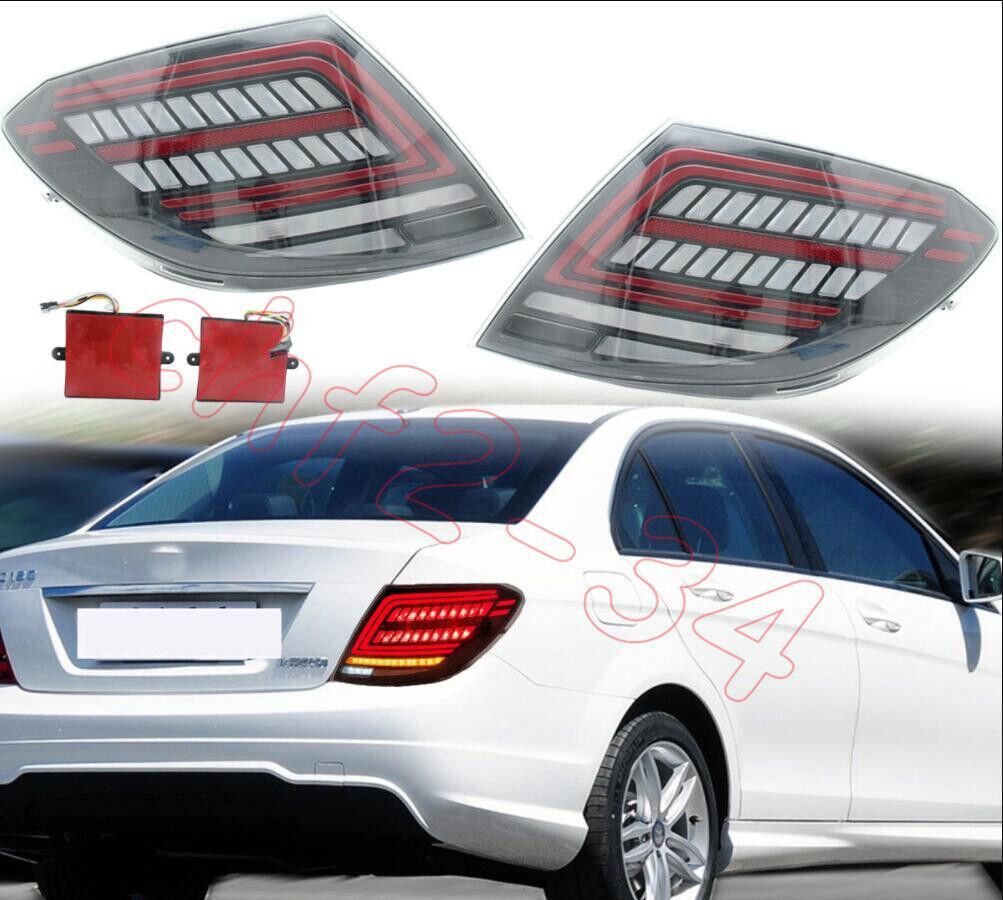 Fit for Benz W204 C300 C250 C63 2007-2014 transparent LED Rear Tail Lights 2PCS
