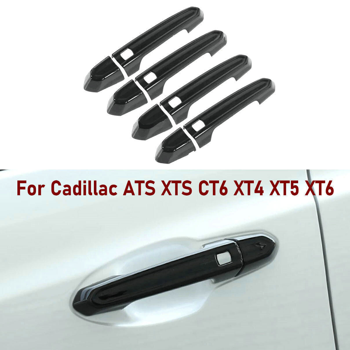 for Cadillac XT5 17-24 Gloss Black for Smart Key Door Handle Moulding Cover Trim 8X