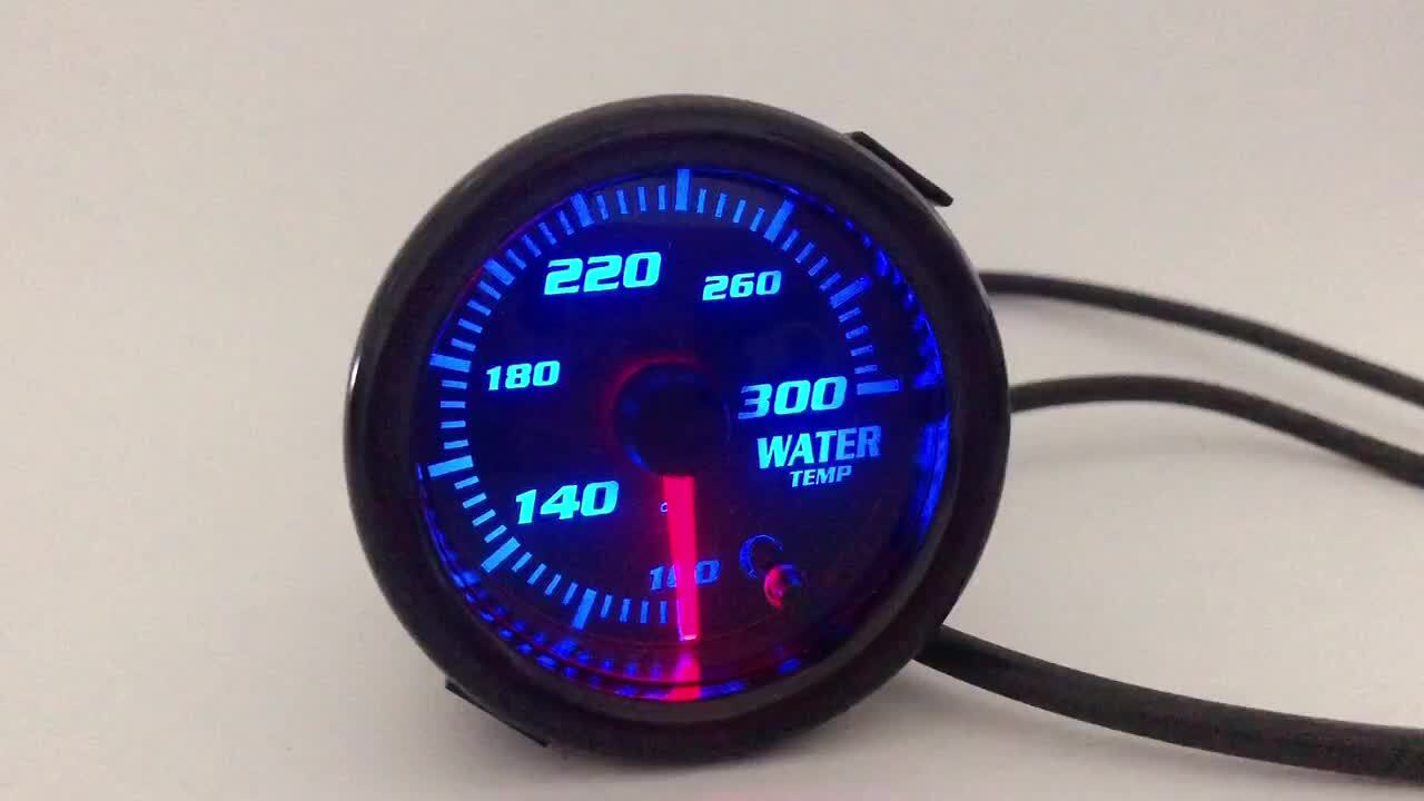 2 52mm Universal Water Temp Gauge Meter 7 Color Display W/ 1/8 NPT Temp Sensor