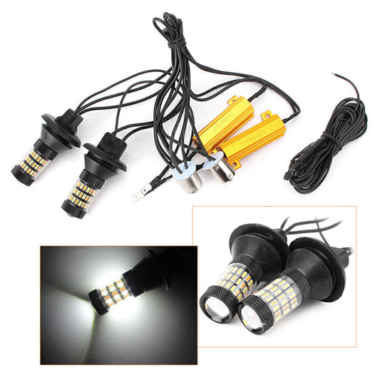 2pcs No Hyper Flash 1156 P21W Dual-Color Switchback LED Turn Signal Lights Bulbs