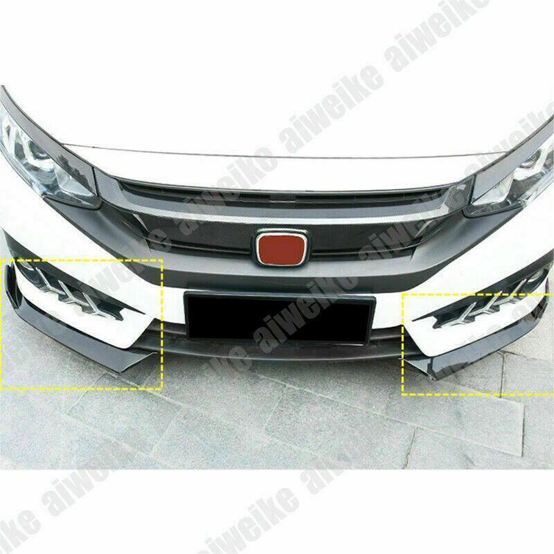 2X Carbon ABS Bumper Lip Diffuser Splitter Spoiler Trim for Honda for Civic 2019-21