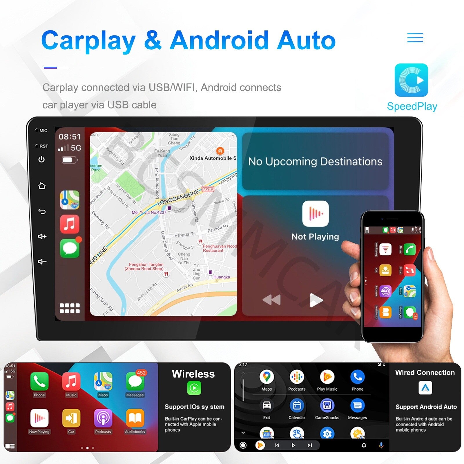Car Stereo Radio For Apple Carplay Android 13 10 Touch Screen GPS Double 2Din