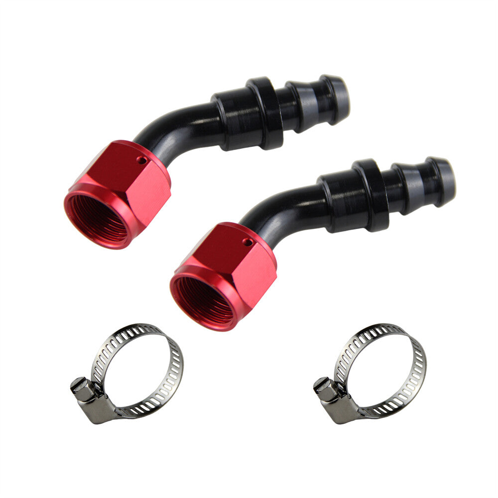 2PCS AN8 45¡ã Push on Lock Hose Barb Fitting Oil Fuel Gas Air Fitting Adapter BK