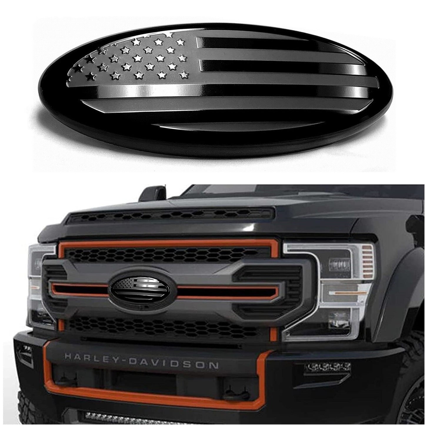 7inch Black Front Rear Grille US Flag Emblem Nameplate  for ford  Escape Ranger