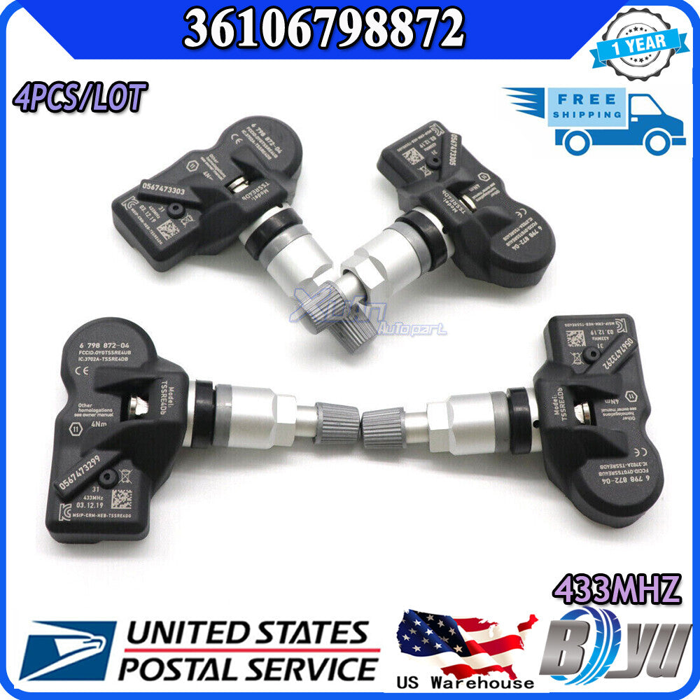 new 4-pack TPMS 6798872 tire pressure sensors for BMW 2, 3, 4, 5, 6, 7 series, X1, Z4, for Mini