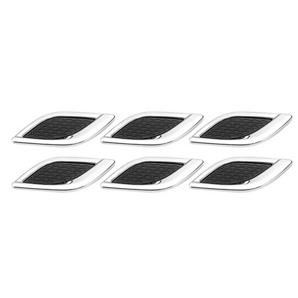 6Pcs Sticker 3D Fake Air Vent Shark Gill Inlet for Car Fender Hood ChromeABS
