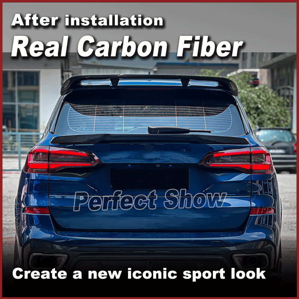 Fit for BMW X5 G05 M50i 2018-2021 REAL Carbon Rear Roof Spoiler Window Wing Lip
