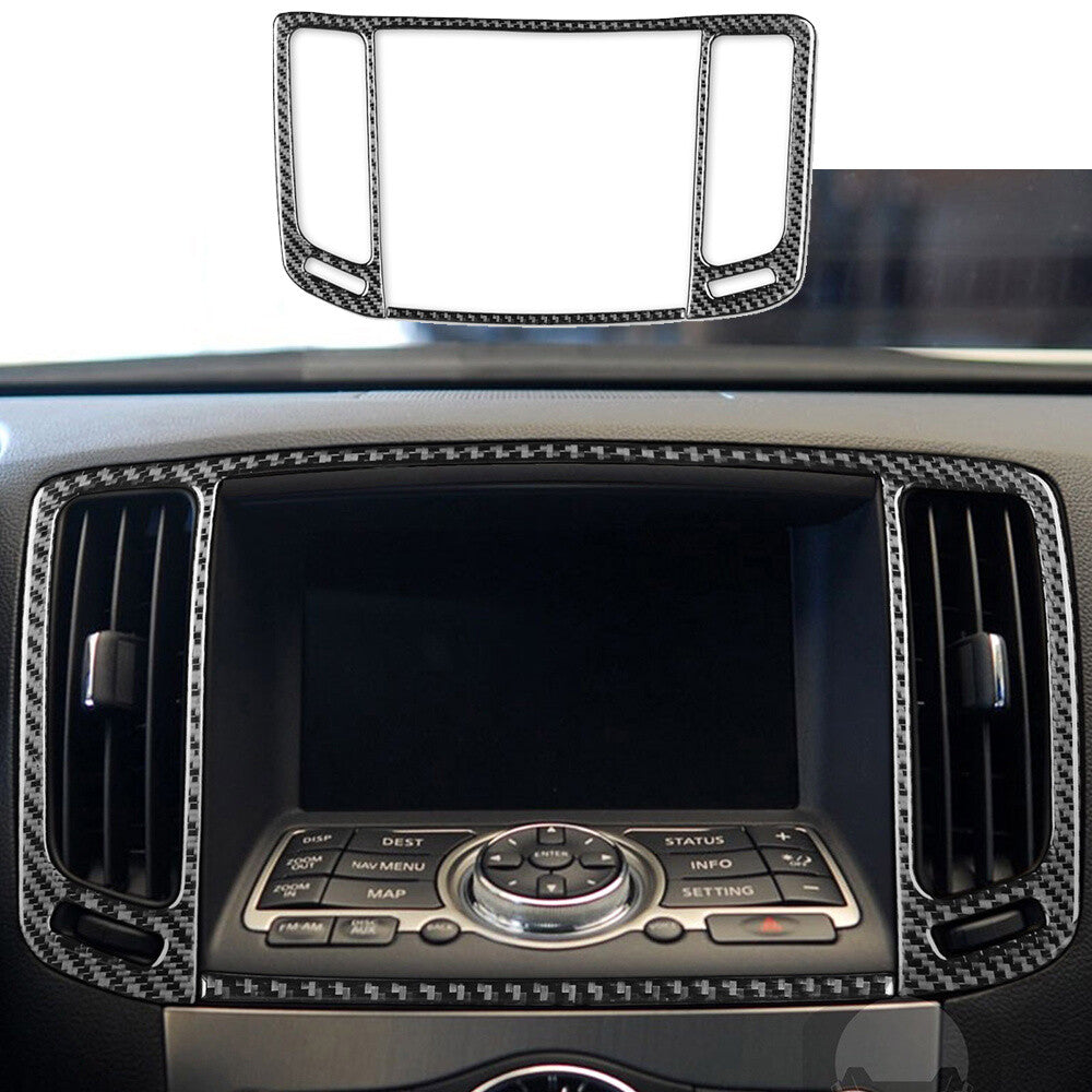 Carbon Fiber Center Air Vent Outlet Panel Cover for Infiniti G37 Sedan 2007-2013