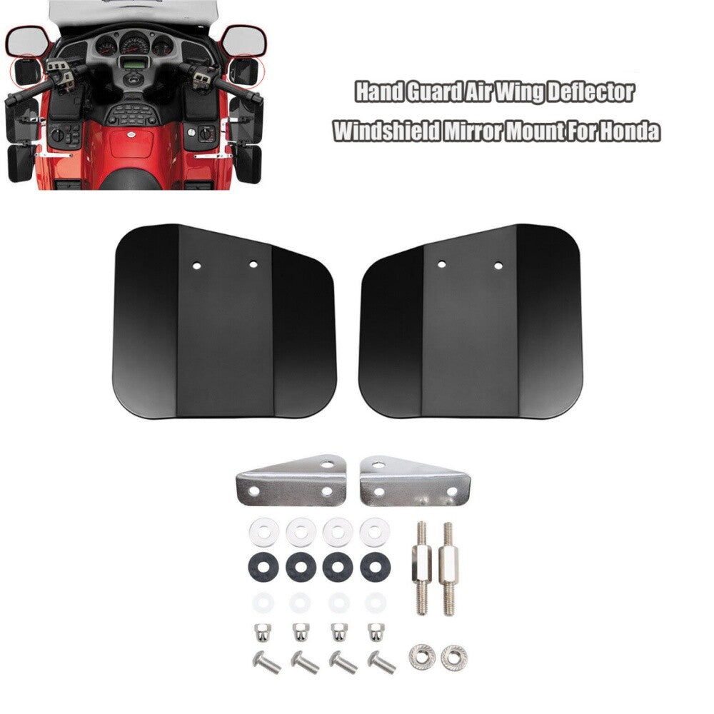 Hand Guard Air Wing Deflector Windshield Mirror Mount Black for Honda GL1800 F6B