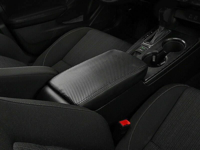 for Honda for Civic 2022-2023 Carbon Fiber Central Armrest Storage Box Cover Leather