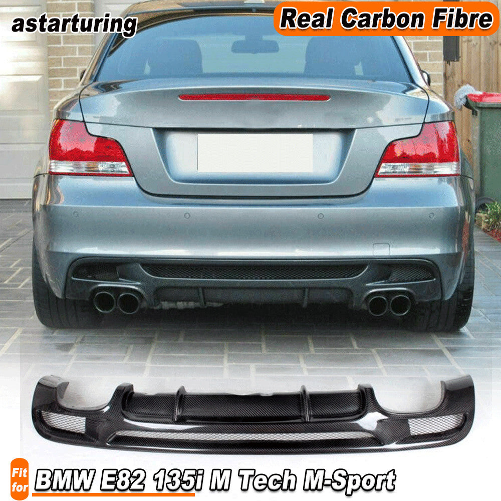 REAL Carbon Rear Bumper Diffuser Quad for BMW 1-Series E82 135i M Tech M-Sport