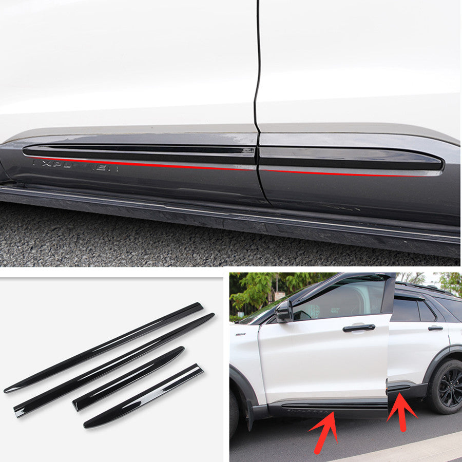 ABS Black Body Door Side Molding Trim Cover Strip 4P for Ford Explorer 2020-2023