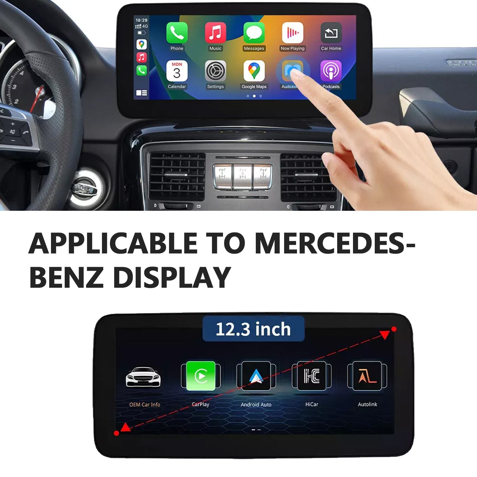 12.3-inch wireless Android automatic touchscreen for Mercedes-Benz G-Class W463 NTG4.5/5 CarPl4m