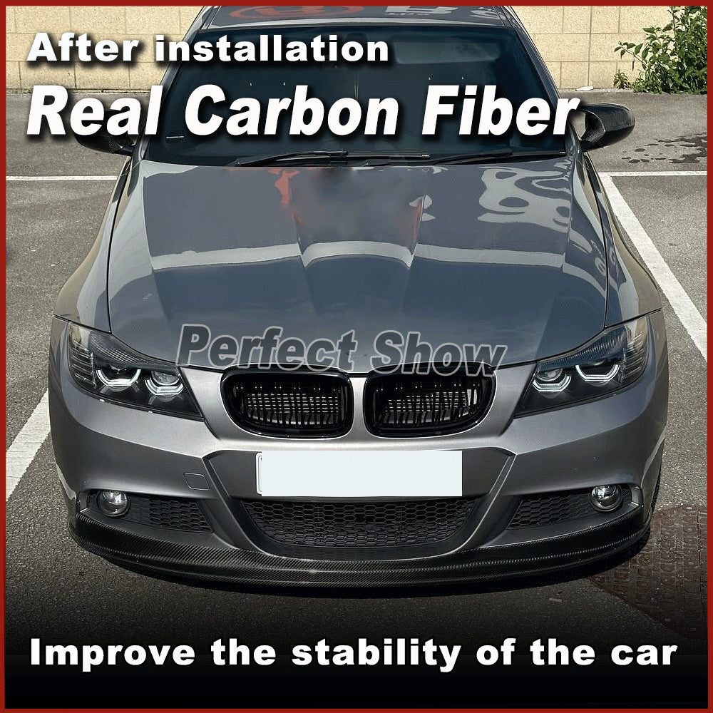 Fit for BMW E90 325i M Sport LCI 2009-2012 REAL Carbon Front Bumper Lip Spoiler