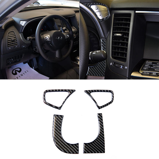4Pcs Carbon Fiber Speedometer Accent Cover Trim for Infiniti FX 09-13/QX70 14-17