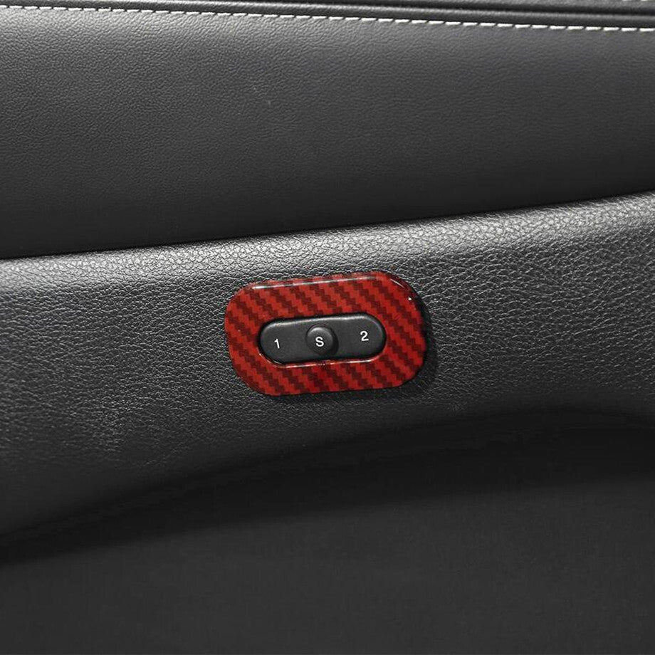 for Dodge Durango 11-24 Red Carbon Fiber Car for Seat Memory Button Cover Trim Accessory