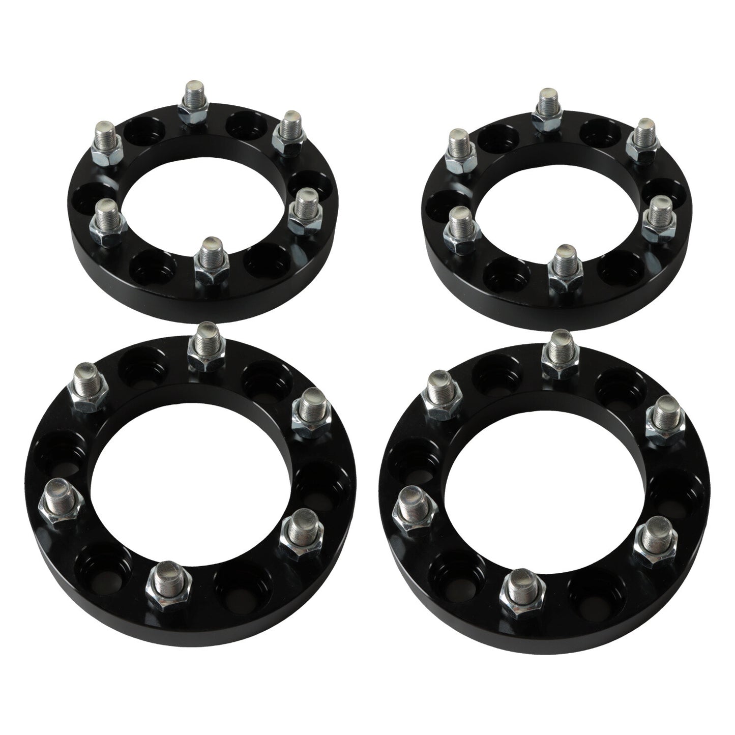 4PCS 1inch 6x5.5, 14x1.5 Studs 108mm Hub Bore Wheel Spacers without lip hub Black