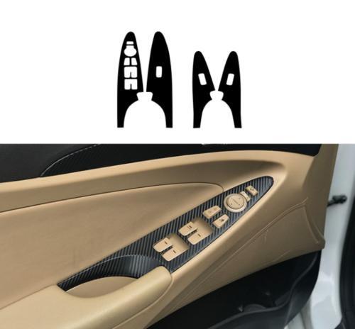 Car Carbon Fiber Leather Window Lift Panel Switch Cover Trim 4X For Sonata 12-17