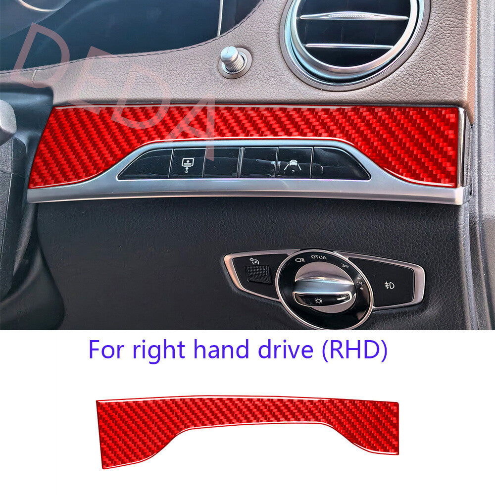 RHD Red Carbon Headlight Switch Up Lane Assist Cover for Benz S Class W222 13-20