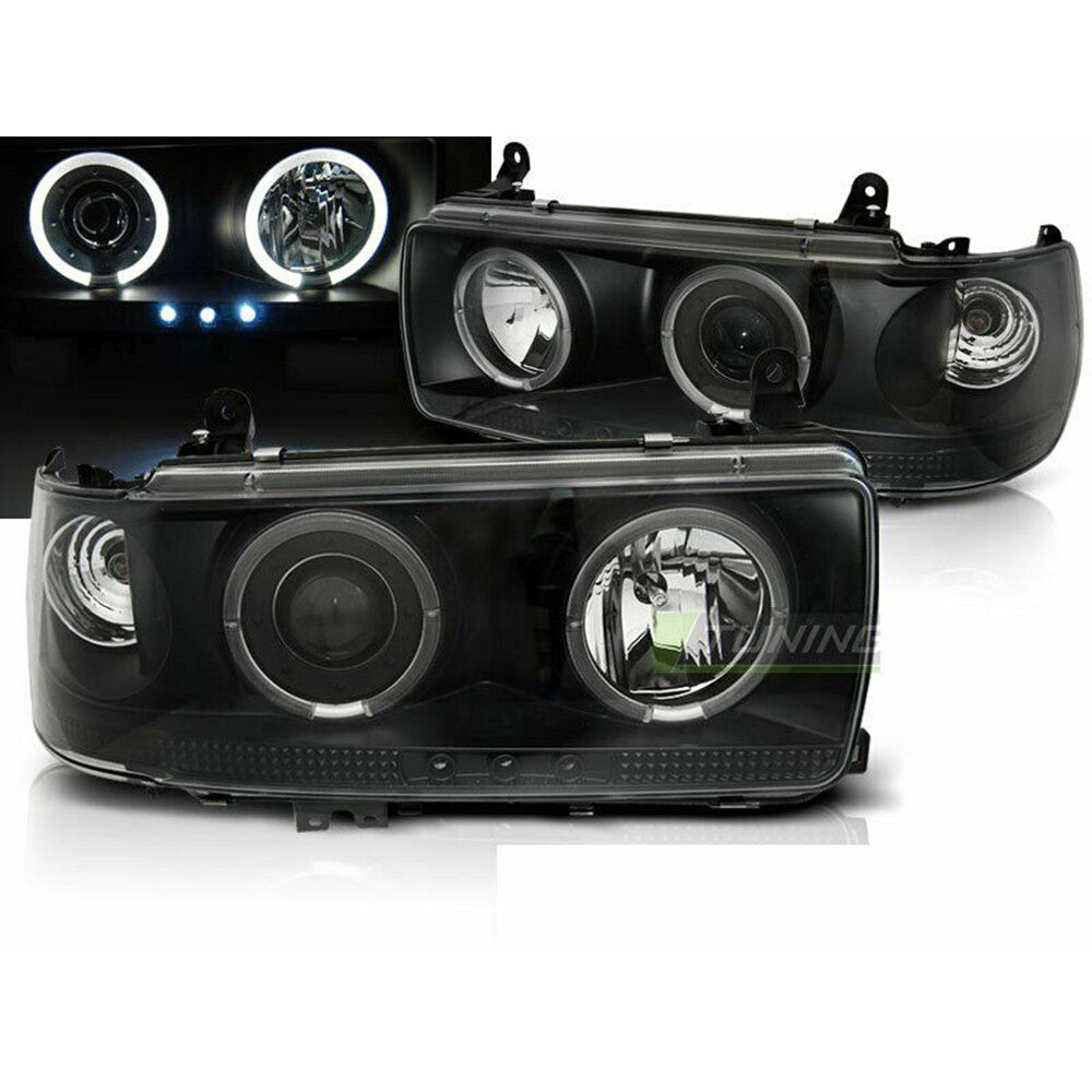 for Land cruiser LC80/FJ80 1990-1997 Smoked Black Angel eyes One-piece Headlight