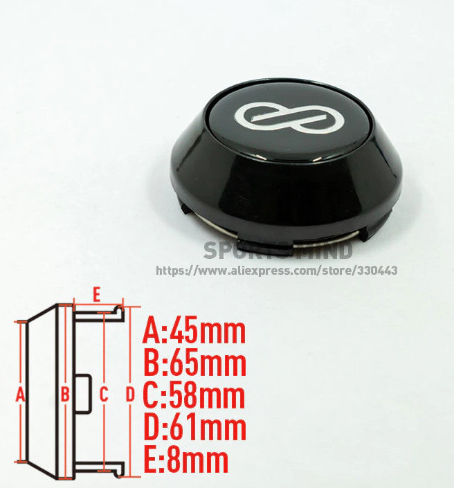 4-piece set of 65mm Enkei wheel caps, rim caps, wheel center caps, badges, logos, silver carbon fiber