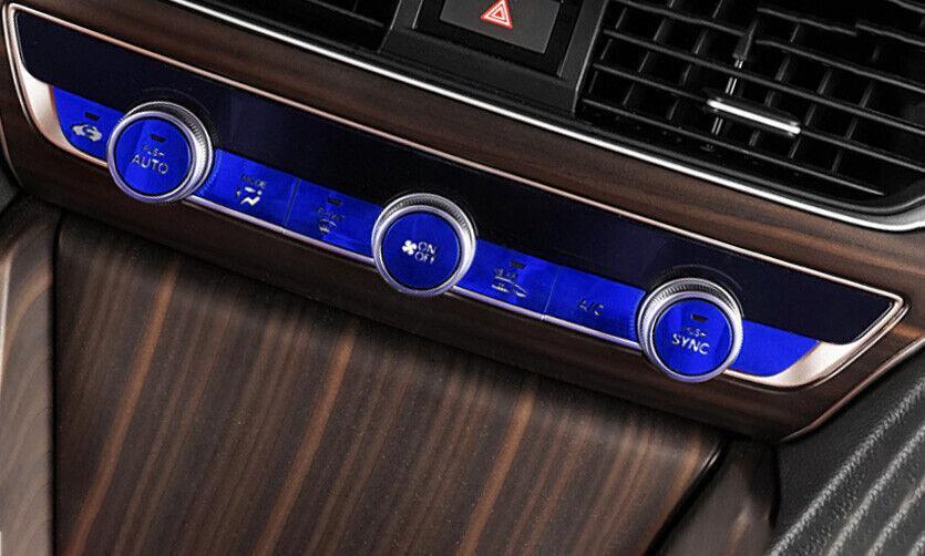 for Honda Accord 2018-2022 Blue Aluminum Center Console Switch Button Cover 9pcs