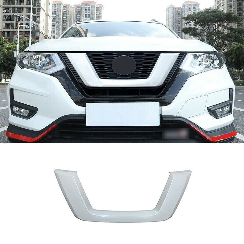 White Front Center Mesh Grille U-Style Strip Trim for Nissan Rogue X-Trail 17-20