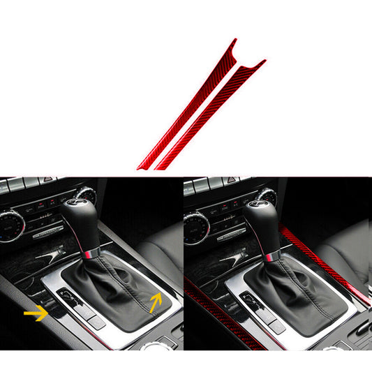 Red Carbon Fiber Shifter Side Decorative Trim for Mercedes-Benz W204 2007-10