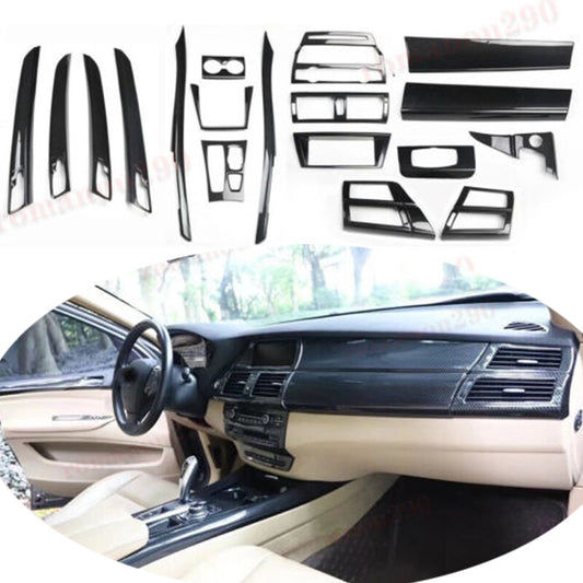 for BMW X5 2008-13 ABS Carbon Fiber Look Interior Decoration Kit Cover 19PCS