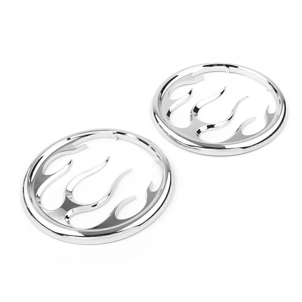 Chrome Flame Speaker Grill Accent Trim Cover for Harley Electra Street Glide Tri