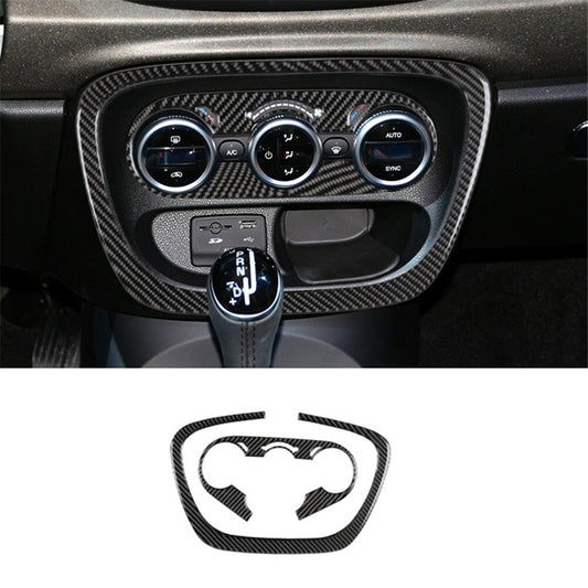2X Carbon Fiber Interior Climate Control Panel Cover Trim for Fiat 500L 2014-17
