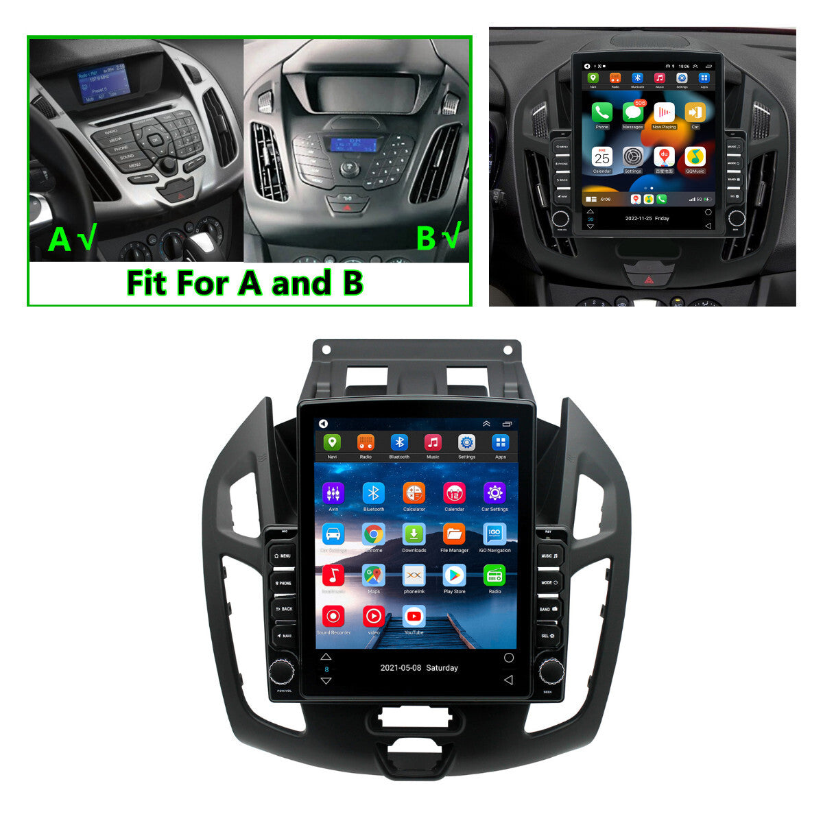 For 2014-18 for Ford Transit Connect Carplay 16G Radio Stereo GPS Nav Head Unit 9.7