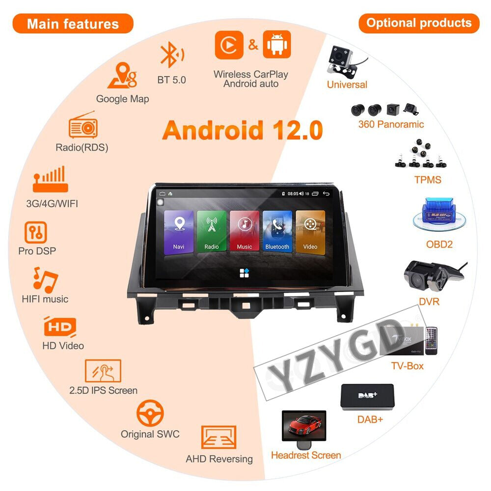 for Honda for Accord 8th 2008-2012 Android Auto CarPlay Car Stereo Radio GPS Screen