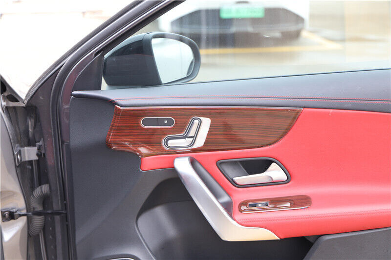 Car Inner Door Panel Cover Trim 2X Fit for Mercedes-Benz AMG35 19-2021 Red Wood