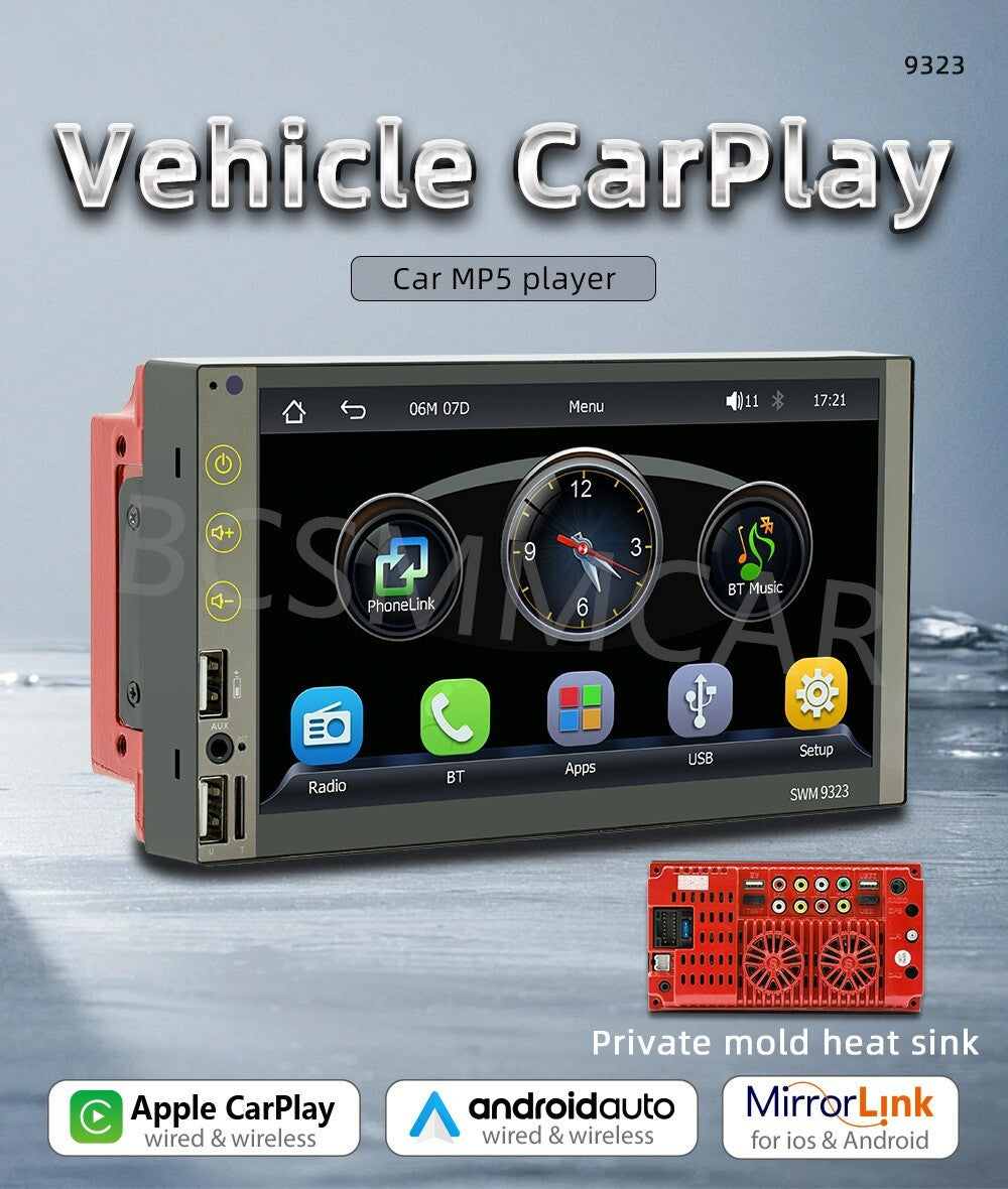 For Apple CarPlay Touch Screen Car Stereo Radio Bluetooth Multimedia Player Cam