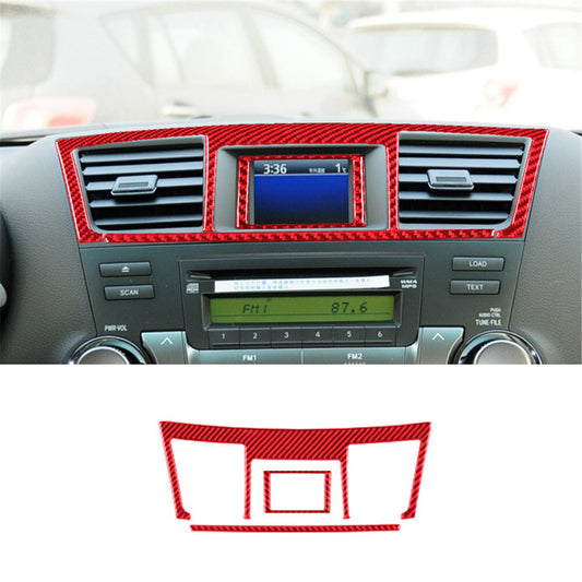 Red for Toyota Highlander 2008-2013 Central Control Vent Trim Cover Carbon Fiber