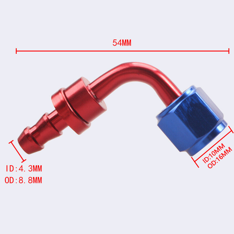 4AN AN4 90 Degree Push Lock Hose End Barb Fitting/Adaptor Push-On Hose Fittings