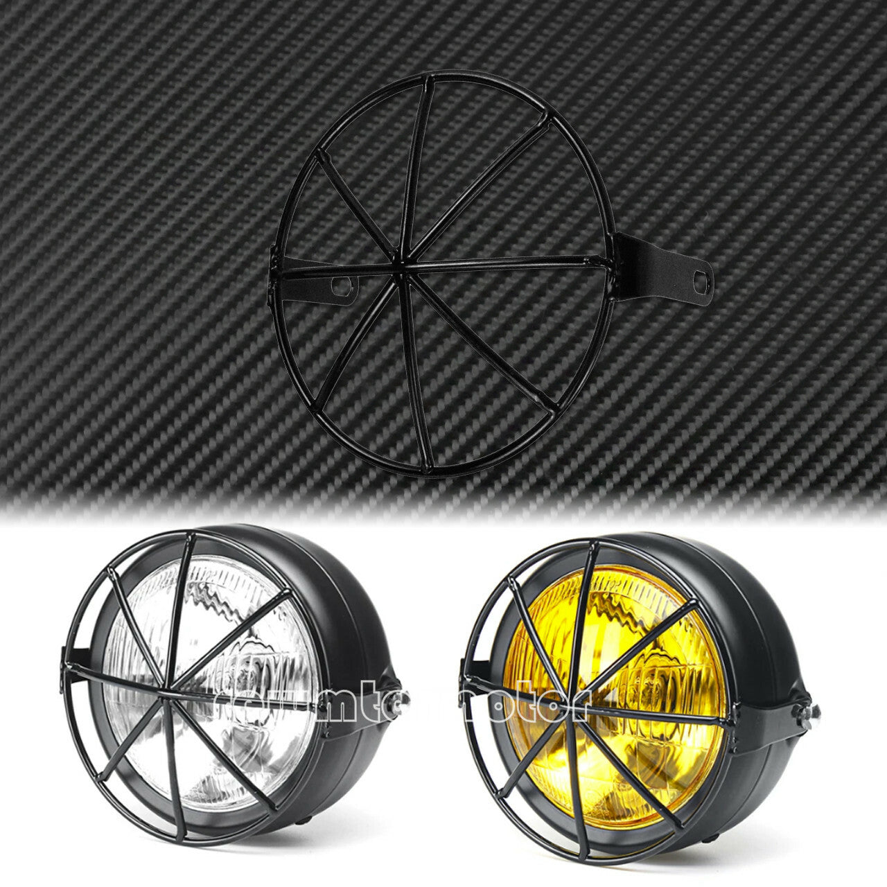 6.5 Motorcycle Headlight Stripe Grill Mesh Lattice Grid Side Mounting Kit Cover