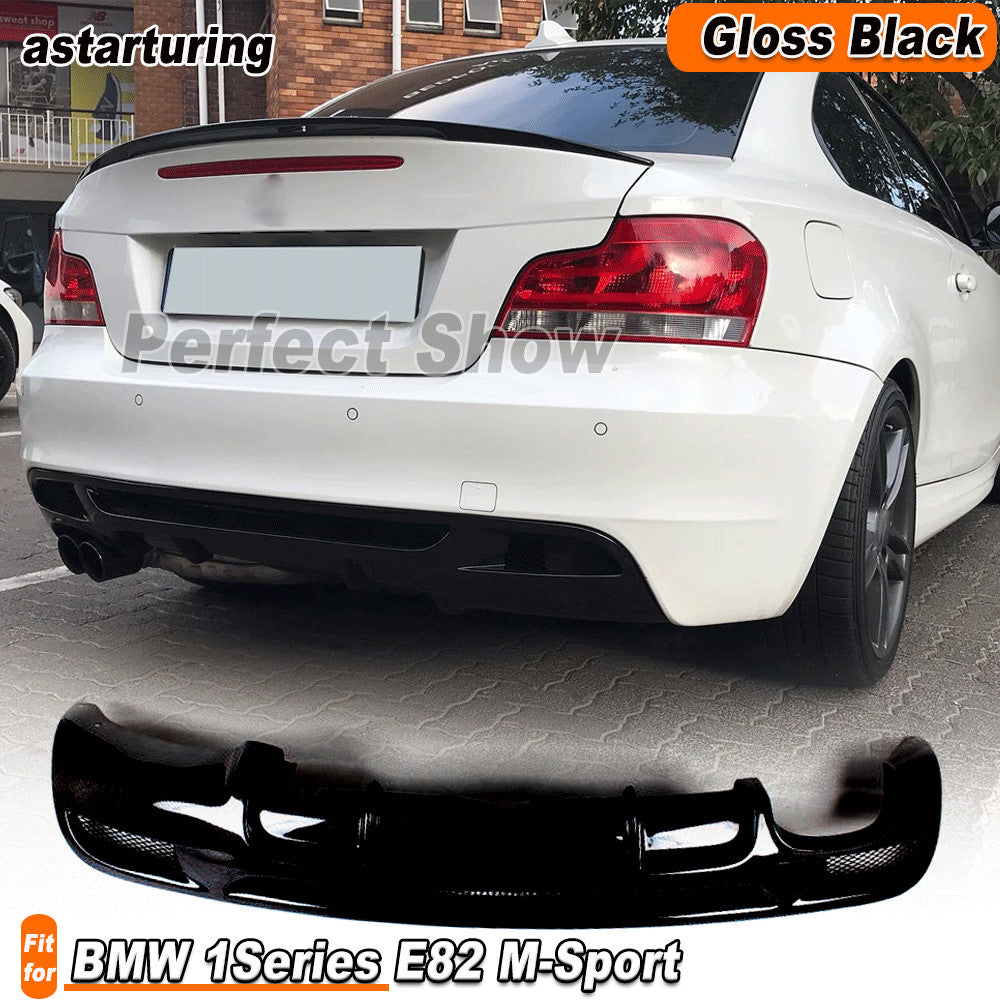 Fit for BMW E82 E88 120i 125i 135i M Sport Gloss Black Rear Bumper Diffuser Lip