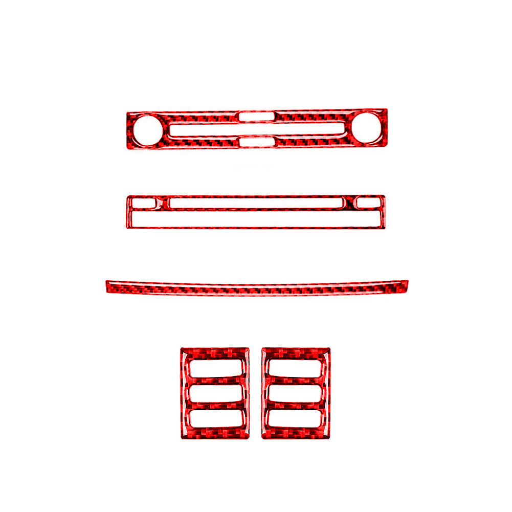 5Pcs Red Carbon Fiber CD Console Cover Trim for Subaru Forester 2009-2013 Type A
